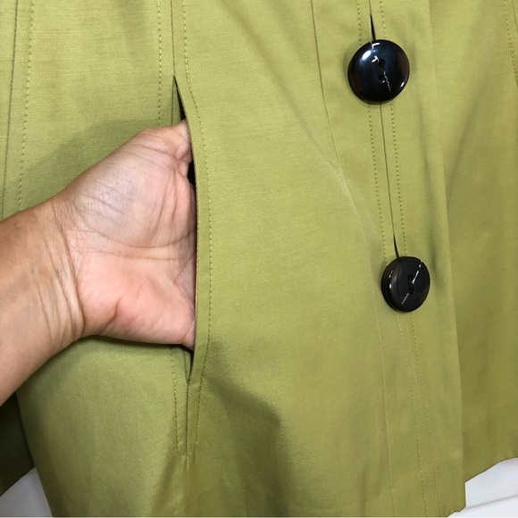 Gallery Womens Button Front Lightly Pockets Green Collar Lined Coat Jacket XS - Picture 3 of 16
